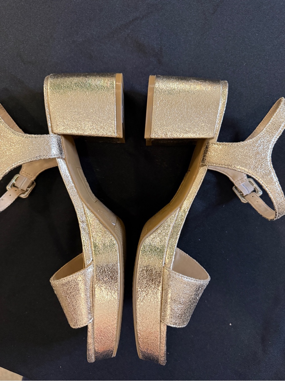 Life Stride Rythmn Metallic Block Heel Sandal - Gold Women's Dress 9.5W Wide - Picture 6 of 10
